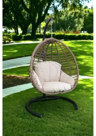 Resim Monalin Home Garden Sofya Classic Rattan El Örgüsü Bahçe & Balkon & Teras Salıncağı Kahverengi 