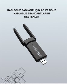 Resim teknodayım Yüksek Hızlı 1200 Mbps Çift Bant USB WiFi Adaptör – Güçlü Sinyal, Geniş Uyumluluk 