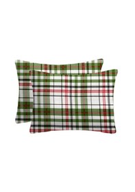 Resim %100 Pamuk Flanel Kumaşından Fermuarlı Yastık Kılıfı 50x70 2 Adet Yeşil 