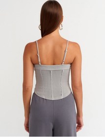 Resim Dilvin Crop Top 101a20794 Gri 