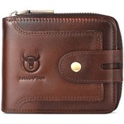 Resim Bullcaptain Gerçek Deri Erkek Rfid Blokajlı Bifold Cüzdan Kısa Kahve 