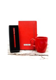 Resim Kişiye Özel Kırmızı Roller Kalem & Kırmızı Kupa & Kırmızı Defter 