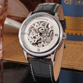 Resim Hanyang Beyaz Forsınıng Eğlence Basit Rüzgar Mekanik Saat Altın Içi Boş Dairesel Mekanik Hareket Saati Erkek ve Kadın Saatleri (Yurt Dışından) 