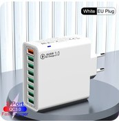 Resim Muti 8 Port Usb Şarj Qc3.0 Hızlı Hızlı Yüksek Hızlı Şarj Ab/abd/kr Cep Telefonu Eu Plug White ' Beyaz 