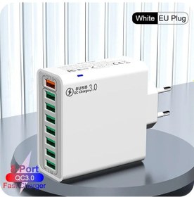 Resim Muti 8 Port Usb Şarj Qc3.0 Hızlı Hızlı Yüksek Hızlı Şarj Ab/abd/kr Cep Telefonu Eu Plug White ' Beyaz 