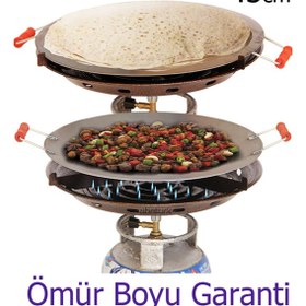 Resim abnturk Piknik Tüpüne Takılan 45cm Katmer Ve Saç Kavurmalık Portatif Tüplü Saç Ocak, Hem Saç ,hem Ocak 