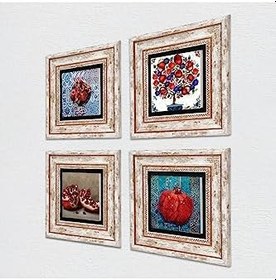 Resim Pinecone Stone Nar Ağacı, Nar Taş Duvar Tablosu - Çerçeveli Taş Tablo - Dekoratif Duvar Sanatı - Modern Ev ve Ofis Duvar Dekoru K4-18 