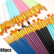 Resim 80 adet Plastik Saplı Sanatçı Fırçaları Seti, Dayanıklı Naylon Fırçalar, Akrilik, Su Boyası, Yağlı Boya, DIY Sanat Malzemeleri için Cadılar Bayramı, Noel, Şükran Günü 
