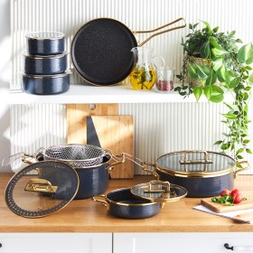 Resim Karaca Kristal Emaye Granit Antrasit Indüksiyon Tabanlı 14 Parça Çeyiz Set 