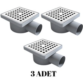 Resim 3 Adet 10 10 Yandan Çıkış Çap 50 Kare Krom Yer Süzgeci 