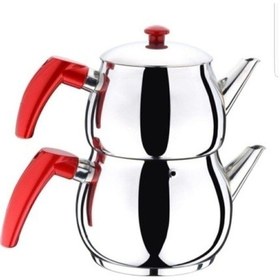 Resim Ems Paslanmaz Çelik Çaydanlık Büyük Boy Çelik - Kırmızı 