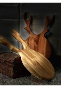 Resim 2 Li Boynuzlu Sunumluk Kesme Tahtası Ahşap 