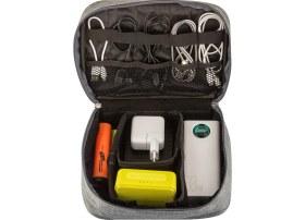 Resim Livx Fermuarlı Su Geçirmez Elektronik Aksesuar Çantası Düzenleyici Organizer Kablo Düzenleyici Cırt Cırt Kemerli Boyun Askılı Aksesuar Çantası Gadget Çanta Gri SRF10-01 