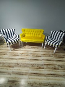 Resim Azra Aksesuar Siyah Beyaz Çizgi Desenli Çay Seti Koltuk Takımı Oturma Grubu 