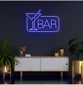 Resim Bar Yazılı Ve Şekilli Neon Tabela Mavi 