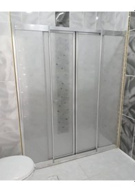 Resim Nokta Duşakabin 170 Cm Parlak Krom Renkli Mika Camlı Duşakabin - 2 Sabit 2 Kayar Kapılı Şeffaf 