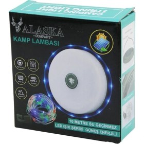 Resim Rgb Solar Güneş Enerjili - Type-C ŞARJLI10MT Dekor Lamba - Kamp Lamba Fener Suya Dayanaklı - Makaralı SDR-2326 (5224) 