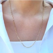 Resim EnginGold 14k Altın Minimal Ataç Zincir Kolye 