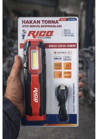 Resim Rico Rico Şarjlı Mıknatıslı Led Lamba Işıldak Fener Kampçı Lambası 013-rc0043 600 Lümen 3 Renk Yanabilme 