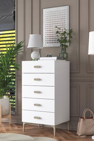 Resim Rani Mobilya Rani BE106 Şifonyer 5 Çekmeceli Yatak Odası Bebek Odası Beyaz 