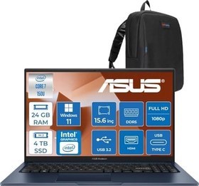 Resim Asus Vivobook 15 Vivobook 15 (X1504VA) Intel® Core™ 7 150U 24GB Ddr5 4tb SSD Intel Graphic Gpu 15,6 Inç Fhd (1920 x 1080) WIN11PRO Taşınabilir Bilgisayar X1504VA150UP10+ZETTAÇANTA 