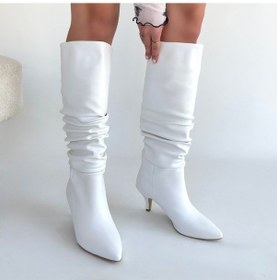 Resim Sepet365 Zelya Beyaz Cilt Topuklu Çizme Çok Renkli 