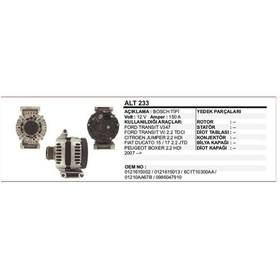 Resim Alternatör 12v 150a Ford Transıt V347/fıat Ducato/peugeot Boxer 07- Bosch Tipi 