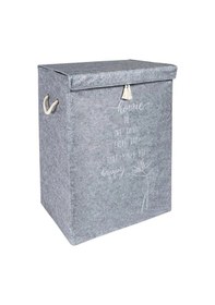 Resim Keçe Kapaklı Mega Kutu Organizer -çamaşır Sepeti-çok Amaçlı Kullanım Kompakt Tasarım 41x30x55 Cm Gri-beyaz 