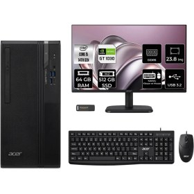 Resim Acer Veriton S2720G Core I5 14400 GT1030 4gb 64GB 512GB SSD 23.8" Fhd Freedos DTR1PEM002P613 Masaüstü Bilgisayar & Per4 USB 