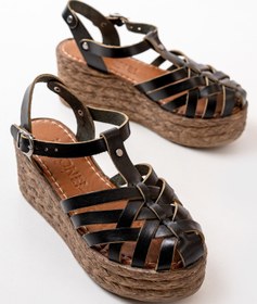 Resim İnfon Ayakkabı Marketi 684-02 Siyah Ortopedik Hakiki Deri Dolgu Kadın Sandalet 