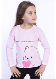 Resim Toontoy Kids Toontoy Kız Çocuk Happy Frıends Baskılı Tişört Açık Pembe 