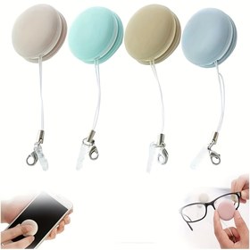 Resim 4 adet Ekran Parmağı Kauçuk Topları, Parmağı Silme, Cep Telefonu Ekranı Temizleme, Taşınabilir Parmağı Mermi Ekran Temizleyici, Ekran ve Gözlük Fırçası Temizleyici, Anahtarlık ile 