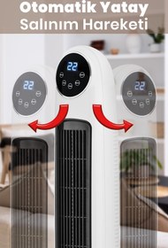 Resim GoldMaster Vega Bakır Motorlu Hız Ve Zaman Ayarlı Salınımlı Uzaktan Kumandalı Kule Tipi Vantilatör Antrasit 