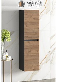 Resim Yıldız 35 130 Cm Antrasit Gri Mat-Atlantik Çam Mdf Asma Banyo Boy Antrasit - Atlantik Çam 