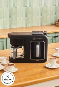 Resim Karaca Hatır Plus Barista 6 In 1 Latte Cappucino ve Közde Türk Kahvesi Makinesi Black Silver 