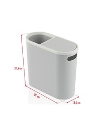 Resim Gri Kapaklı Wc Kağıtlıklı Çöp Kovası & Ofis Çöp Kovası 10 Lt Gri 