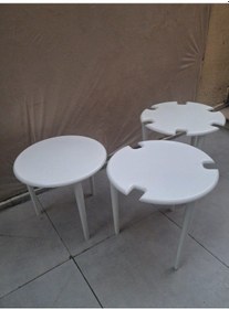 Resim Zigon Dümen Sehpa 90607 Yuvarlak Model Kayın Torna Parlak Beyaz Boya El Yapım Beyaz 