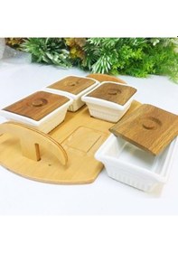 Resim Konak Züccaciye Seramik Ahşap 4 Lü Kare Kahvaltılık 