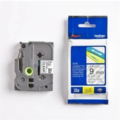 Resim Brother TZE-121 9 mm Şeffaf Üzeri Siyah Laminasyonlu Etiket 