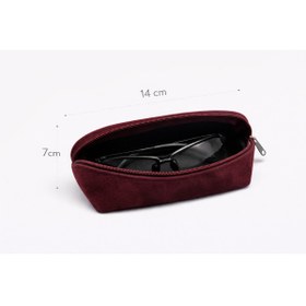 Resim HBS %100 Gerçek Deri Süet Gözlük Kılıfı - 14 × 7 cm 