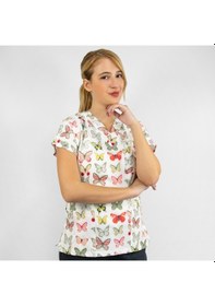 Resim Yeşil Kelebek Desenli Likralı Üst Forma 