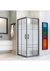 Resim Durul Duşakabin Kare 5mm Siyah Profil Desenli H:190 