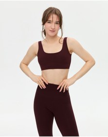 Resim Ayma Active Kestane Organik Pamuk Low Back Bra Sırt Dekolteli Yoga Sütyeni 