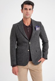 Resim Efor Slim Fit Mono Yaka Buklet Dokuma Pamuklu Nefti Blazer Ceket C 718 