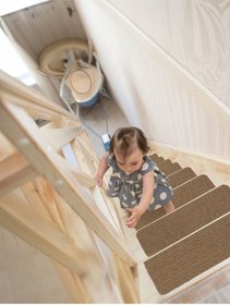 Resim Halıfleks Mega Rip Kaymaz Kauçuk Tabanlı Zemine Tutunan Merdiven Paspası - Kahve Sütlü Kahve 