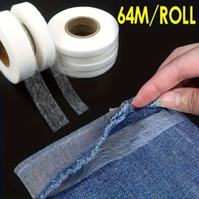 Resim Tek parça Dikişsiz Yapışkan Bant Rulosu, Beyaz Çift Taraflı Arka Yüz Kumaş, Giysi İçin Kenar Dikme ve Yama Bantı, Kendin Yap Dikiş El Sanatları 