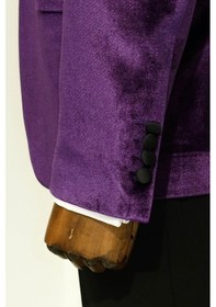 Resim Wessi Kadife Slim Fit Tek Düğmeli Mor Erkek Balo Ceket - Wessi Mor 