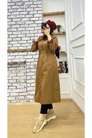 Resim Vibeys Collection Taba Içi Leopar Desenli Ve Kendinden Astarlı Su Geçirmez Kadın Trençkot 
