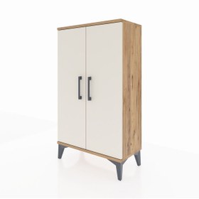 Resim Arges Komodin 2 Raflı 2 Kapaklı 60x30x106 - Çam / Aytaşı 