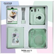 Resim Fujifilm Instax Mini 12 Fotoğraf Makinesi + 10'lu Film + Simli Pleksi Kılıf + Pvc Albüm + Kıskaçlı Resim Standı Yeşil 